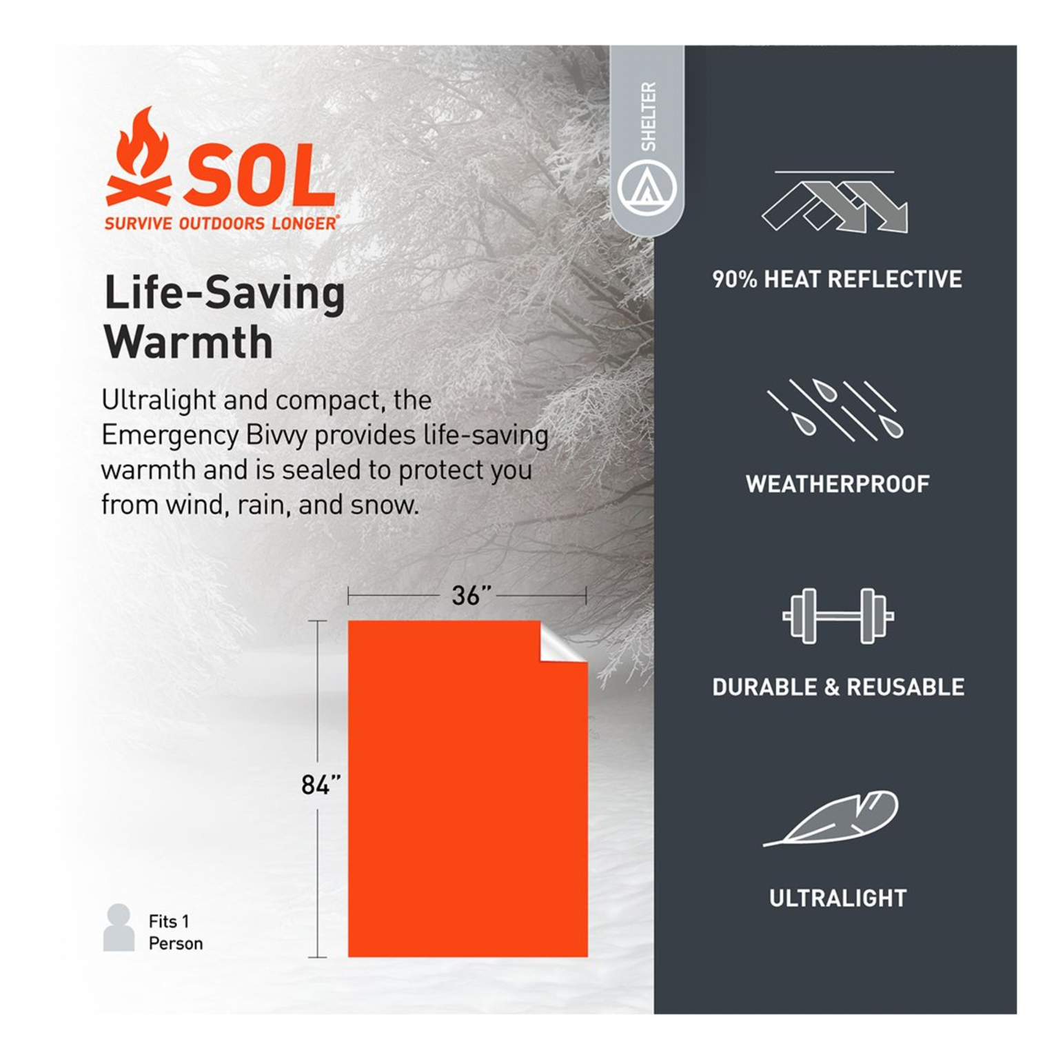 Emergency Bivvy with Whistle and Tinder Cord