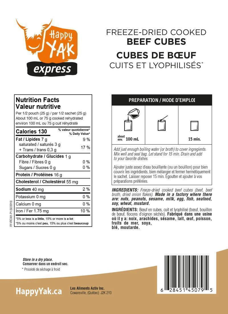 Freeze-Dried Cooked Beef Cubes